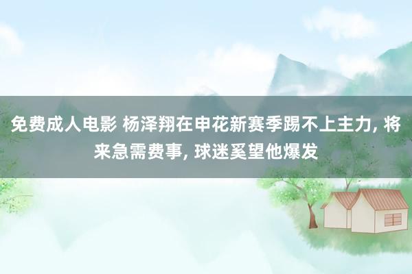 免费成人电影 杨泽翔在申花新赛季踢不上主力， 将来急需费事， 球迷奚望他爆发