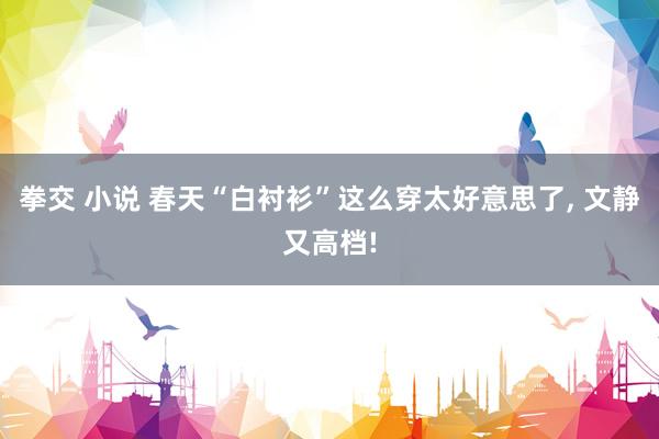 拳交 小说 春天“白衬衫”这么穿太好意思了， 文静又高档!