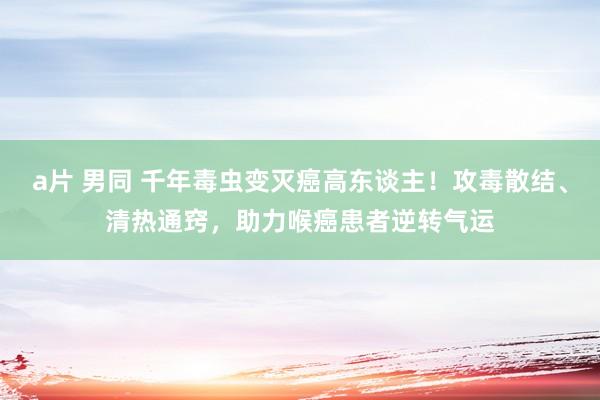 a片 男同 千年毒虫变灭癌高东谈主！攻毒散结、清热通窍，助力喉癌患者逆转气运